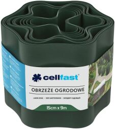 Стрічка газонна Cellfast, бордюрна, хвиляста, 15смх9м, темно-зелений