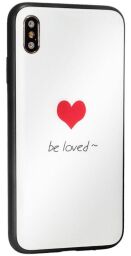 Glass with print TPU Case — Samsung A20 2019 — Be loved / Heart white