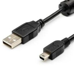 Кабель Atcom USB - mini USB V 2.0 (M/M), (5 pin), ферит, 0.8 м, чорний (3793)