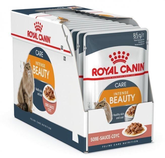 Вологий корм для кішок для здорової шкіри та гарної шерсті Royal Canin Intense Beauty в соусі блок 85 г*12 шт. (4071001)