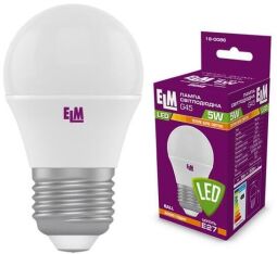 Лампа світлодіодна куля ELM 5W E27 3000K (18-0086) від виробника ELM