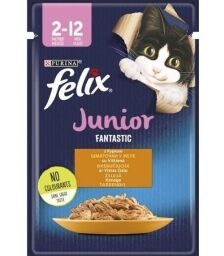 Вологий корм для кошенят Purina Felix Junior Fantastic з куркою в желе 13 шт по 85 г від виробника Felix
