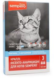 Краплі інсектоакарицидні"Sempero" для котів 0,5 мл (VSVMX04036) від виробника Vitomax