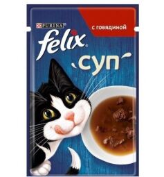 Суп для дорослих кішок Felix Soup з яловичиною 15 шт по 48 г