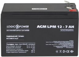 Акумуляторна батарея LogicPower LPM 12V 7AH (LPM 12 - 7.0 AH) AGM (LP3862) від виробника LogicPower