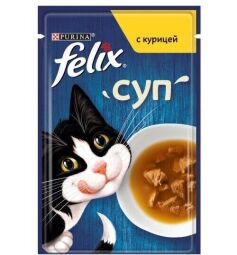 Суп для дорослих кішок Felix Soup з куркою 15 шт по 48 г від виробника Felix