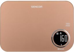 Весы Sencor кухонные, 5кг, подкл. к смартфону, 2хААА, пластик, золотой (SKS7076GD) от производителя Sencor