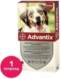 Краплі на холку для собак Bayer «Advantix» (Адвантікс) від 10 до 25 кг, 1 піпетка (від зовнішніх паразитів) (TRP54167) від виробника Bayer