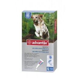 Капли Advantix Bayer от заражений экто паразитами для собак до 4 кг (4 пипетки по 0.4 мл)