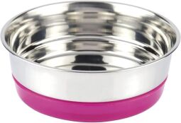 Миска для тварин з нержавіючої сталі 0,82 л Croci Neon 17 см рожева