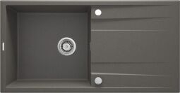 Мийка кухонна Deante Eridan, граніт, прямокутник, з крилом, 1000х520х203мм, чаша - 1, накладна, металічний антрацит