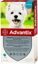Краплі Bayer Андвантікс (Advantix) від бліх та кліщів для собак від 4 до 10 кг (4 піпетки) від виробника Bayer