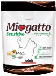 Корм Morando Miogatto Sensitive Salmon Monoprotein сухий з лососем для дорослих котів 0.4 кг (8007520086394) від виробника Morando