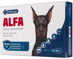 Краплі "АЛЬФА" для собак 25 – 40 кг (2 піпетки*4,7 мл) (VSVMX20704) від виробника Vitomax