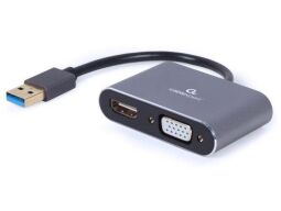 Адаптер Cablexpert HDMI+VGA - USB (F/M), 0.15 м, Black (A-USB3-HDMIVGA-01) от производителя Cablexpert