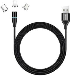 Кабель ColorWay USB - Lightning + micro USB + USB Type-C (M/M), Magnetic Data/Quick Charge, 2.4А, 1м, Black (CW-CBUU038-BK) от производителя ColorWay