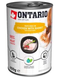 Вологий корм для кішок Ontario Cat Chicken with Rabbit з куркою, кроликом та журавлиною 400 г від виробника Ontario