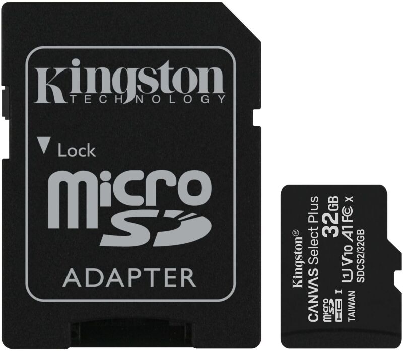 Карта пам'яті Kingston microSD   32GB C10 UHS-I R100MB/s + SD (SDCS2/32GB)
