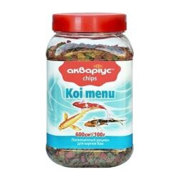 Корм для ставкових риб Акваріус Koi Menu Chips (чіпси для коропів Кої) банка 600 мл (150г)