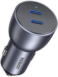 Автомобільний зарядний пристрій Ugreen CD213 (2xUSB 40W (USB-C) QC 3.0+ Gray (70594) від виробника Ugreen