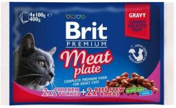 Brit Premium Cat Meat Plate pouches 0.4 кг вологий корм для кішок (асорті з 2 смаків «М'ясна тарілка»)