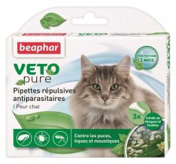 Краплі від бліх, комарів та кліщів Beaphar Bio Spot On Veto pure для котів 3 шт