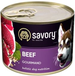 Вологий корм для дорослих собак Savory з яловичиною 200 г (SZ30426) від виробника Savory