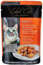 Вологий корм для котів Edel Cat pouch 100 г (птах та кролик в желе)