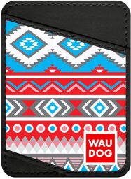 Холдер для карток WAUDOG Design з малюнком "Етно", преміум шкіра (ширина 70 мм, довжина 95 мм) чорний