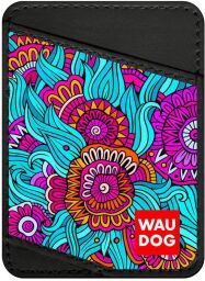 Холдер для карток WAUDOG Design з малюнком "Літо", преміум шкіра (ширина 70мм, довжина 95мм) чорний