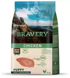 Сухой корм с курицей для щенков средних и крупных пород, 4 кг (6756  BR CHIC PUP L_ 4KG) от производителя Bravery