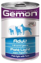 Вологий корм Gemon Dog Adult паштет з тунцем для собак всіх порід схильних до повноти 400 гр (8009470387842) від виробника GEMON
