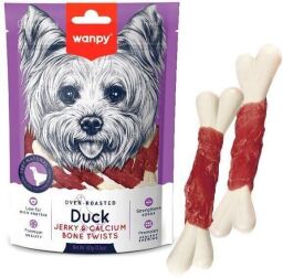 Wanpy Duck Jerky & Calcium Bone Twists BanПІ КІСТЬ З В'ЯЛЕНОЮ УТКОЮ І КАЛЬЦІЄМ ласощі для собак 0.1кг