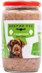 Блок консервованого корму для собак з індичкою "Добрий Пес" 6*470 г