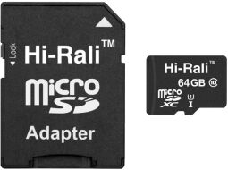 Карта памяти MicroSDXC 64GB Class 10 Hi-Rali + SD-adapter (HI-64GBSDCL10-01) от производителя Hi-Rali