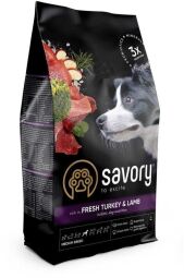 Сухий корм Savory Fresh Turkey & Lamb для собак середніх порід зі свіжим м'ясом індички та ягняти 9 кг (3ШТ*3КГ) (30266-9КГ) від виробника Savory