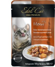 Вологий корм для кішок Edel Cat з птахом та кроликом у желе 100 г - 100 (г) від виробника Edel
