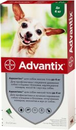 Краплі Bayer Андвантікс (Advantix) від бліх та кліщів для собак до 4 кг (4 піпетки) від виробника Bayer