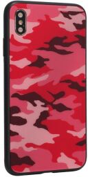 Glass with print TPU Case — iPhone Xs — Khaki Red