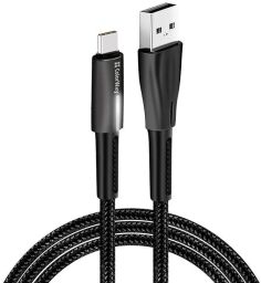 Кабель ColorWay USB - USB Type-C (M/M), Zinc Alloy + Led, 2.4 А, 1 м, Black (CW-CBUC035-BK)
