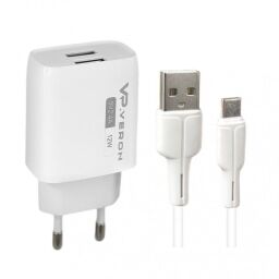 Мережеве зарядне Veron AC62C (Type C) 2 USB 2.4A Білий (ts000072609) від виробника Veron