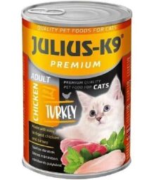 Влажный корм для взрослых кошек Julius K-9 с курицей и индейкой 415 г от производителя Julius-K9