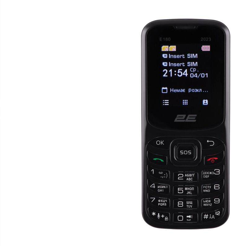 Мобільний телефон 2E E180 2023 1.77" 2SIM, 1000mAh, Чорний (688130251044)