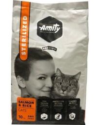 Сухий корм для стерилізованих кішок з лососем і рисом Amity Sterilized Salmon&Rice 10 кг (115STERSALM10KG) від виробника Amity