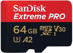 Карта пам'яті SanDisk microSD   64GB C10 UHS-I U3 R200/W90MB/s Extreme Pro V30 + SD