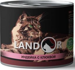 LANDOR Повноцінний збаланс вологий корм для стерилізованих дорослих кішок індичка з журавлиною 0,2кг (4250231539152) від виробника LANDOR