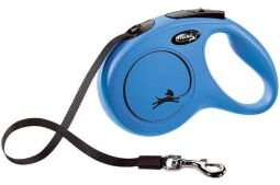 Flexi (Флексі) New Classic M — Повідець-рулетка для собак, стрічка (5 м, до 25 кг) (синій)