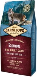 Корм Carnilove Cat Salmon Sensitive & Long-Hair сухий повнораціонний беззерновий з лососем для довгошерстих котів та котів з чутливим травленням 6 кг