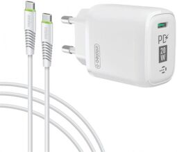 Мережевий зарядний пристрій Intaleo TCGQPD120T (1USBx3A) White (1283126509988) + кабель USB Type С від виробника Intaleo