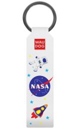 Брелок WAUDOG Design з малюнком "NASA", преміум шкіра (ширина 20мм, довжина 95мм) білий